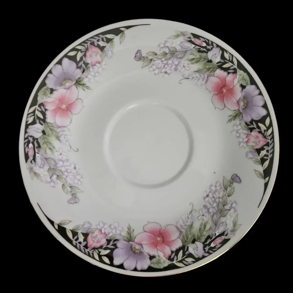 Imperial’s Fine China Universal Floral Cup & Saucer Pink Purple Flowers Set of 3